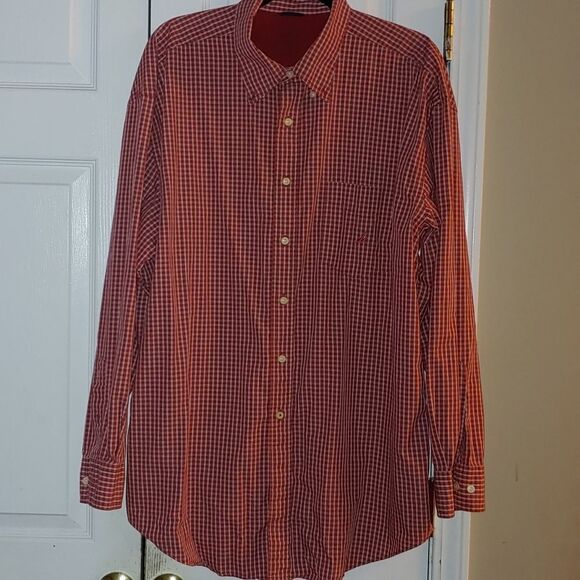 Nautica Vintage red gingham  long sleeve button down dress shirt Sz XXL - Picture 1 of 5